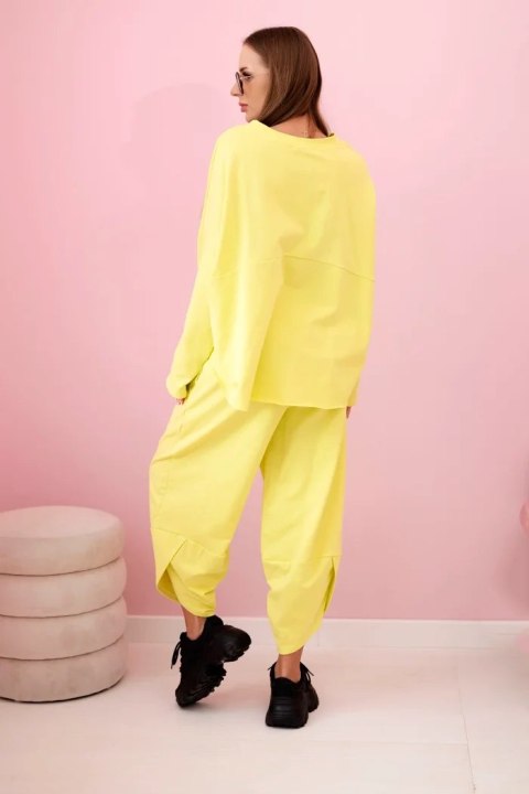 Komplet bawełniany bluza + spodnie żółty neon