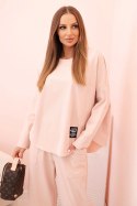 Komplet new punto bluza + spodnie ciemny pudrowy róż
