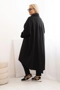 Narzutka damska Plus Size Punto z bawełną i guzikami czarna