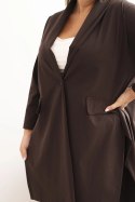 Narzutka damska Plus Size Punto z bawełną zapinana na guzik brązowa