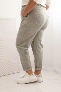 Spodnie damskie Plus Size dekatyzowane z wiskozą i szeroką gumką jasne khaki