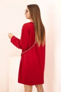 Sukienka damska wiskozowa Plus Size z torebką na łańcuszku czerwona