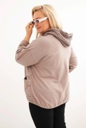 Bluza damska Plus Size bawełniana rozpinana na zamek fango