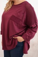 Bluza damska Plus Size bawełniana z nadrukiem bordowa
