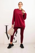 Komplet damski bawełniany bluza i legginsy z napisem Minimal bordowy
