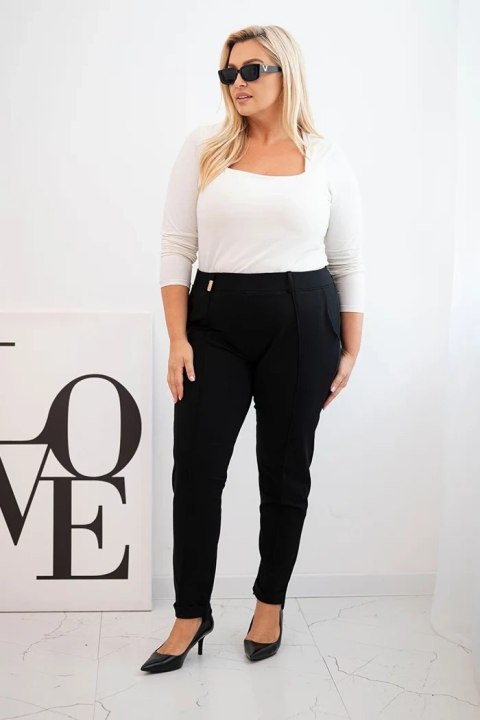 Spodnie damskie bawełniane Plus Size z elastycznym pasem czarne
