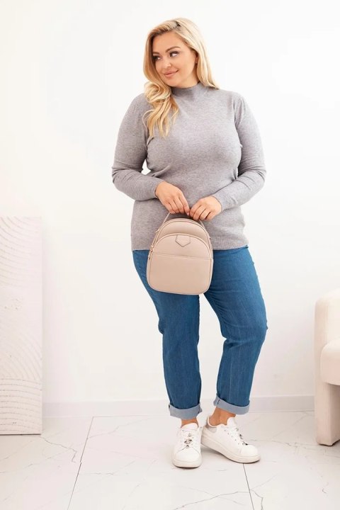 Sweter damski Plus Size z wiskozy z golfem szary