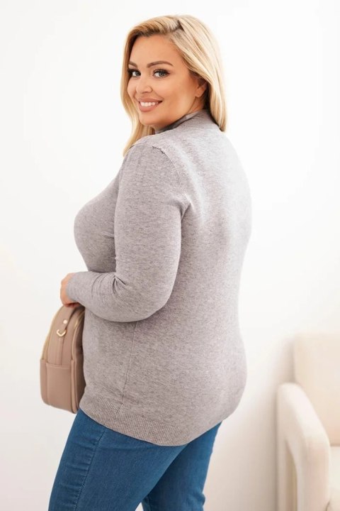 Sweter damski Plus Size z wiskozy z golfem szary