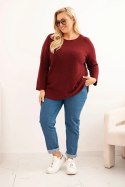 Sweter damski plus size z dekoltem łódką bordowy