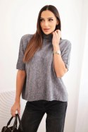 Sweter damski z golfem o luźnym kroju szary