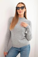 Sweter damski z półgolfem z miękkiej dzianiny szary