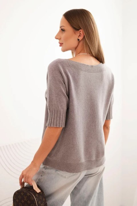 Sweter damski z wiskozy z krótkim rękawem cappuccino