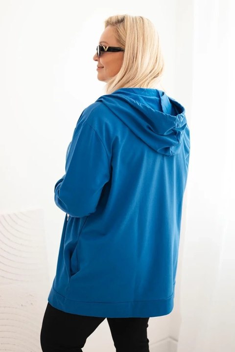 Bluza damska Plus Size bawełniana z kapturem i dużą literą H chabrowa