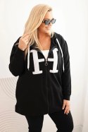 Bluza damska Plus Size bawełniana z kapturem i dużą literą H czarna