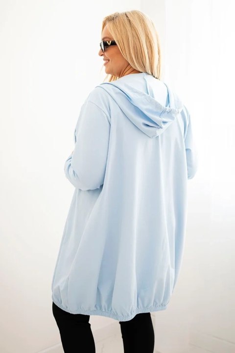 Bluza damska Plus Size bawełniana z kapturem i zamkiem niebieska