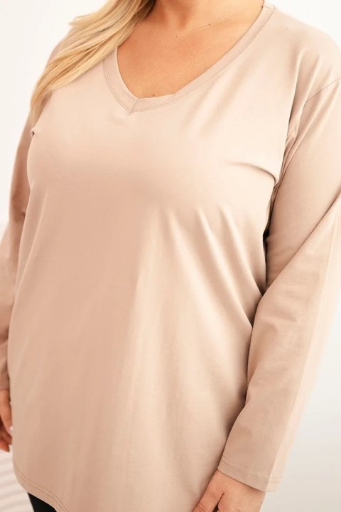 Bluzka damska Plus Size z dekoltem V i długim rękawem fango