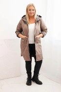Kurtka damska zimowa pikowana Plus Size z podszewką w panterkę i kapturem fango