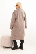 Płaszcz damski Plus Size z wiskozy bez zapięcia z kieszeniami fango