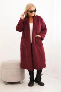 Płaszcz damski Plus Size z wiskozy bez zapięcia z kieszeniami śliwkowy