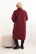 Płaszcz damski Plus Size z wiskozy bez zapięcia z kieszeniami śliwkowy