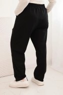 Spodnie damskie Plus Size bawełniane z cekinowymi szprosami czarne