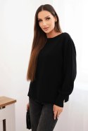 Sweter damski wiskozowy z długim rękawem i rozcięciem po bokach czarny