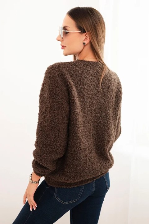 Sweter damski z miękkiego moheru brązowy