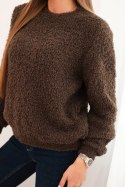 Sweter damski z miękkiego moheru brązowy