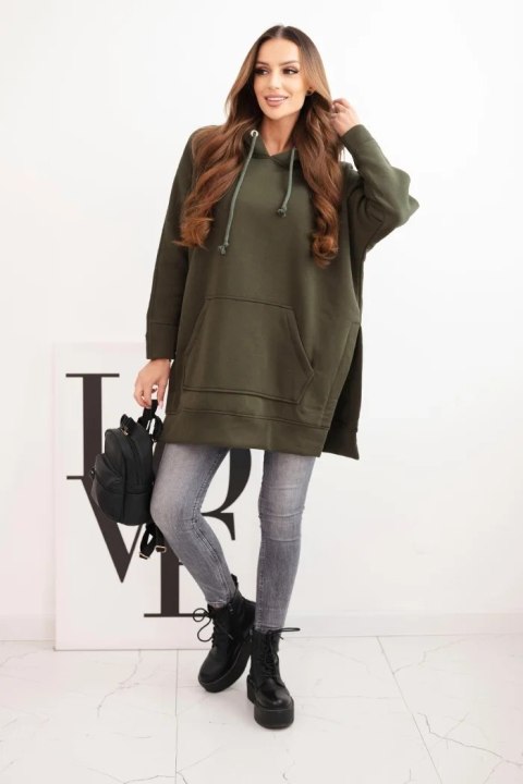 Bluza ocieplana z rozcięciami na bokach khaki