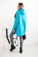 Bluza ocieplana z rozcięciami na bokach turkusowa