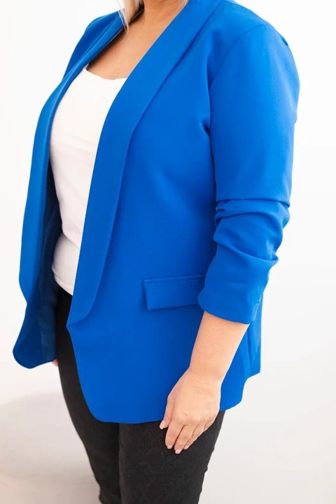 Marynarka damska Plus Size bez zapięcia z podszewką XL/2XL chabrowa