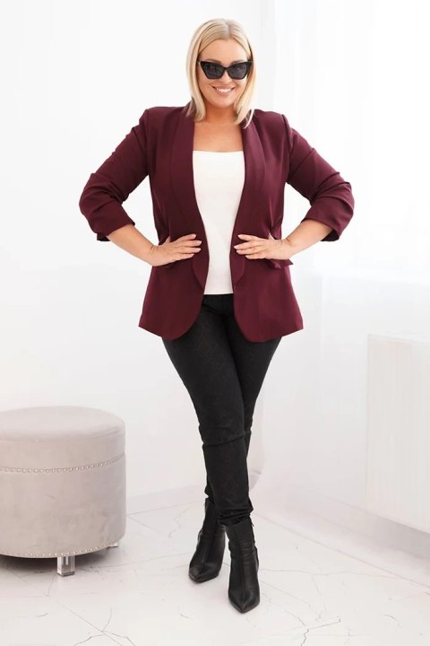 Marynarka damska Plus Size bez zapięcia z podszewką XL/2XL śliwkowa