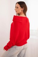Sweter damski wiskozowy asymetryczny typu nietoperz czerwony