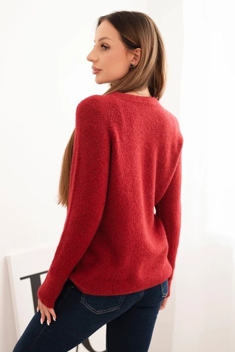 Sweter damski z baby alpaki z długim rękawem bordowy