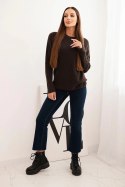 Sweter damski z baby alpaki z długim rękawem brązowy