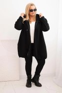Bluza damska Plus Size ocieplana z kapturem i zamkiem czarna