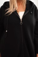 Bluza damska Plus Size ocieplana z kapturem i zamkiem czarna