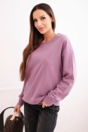 Bluza damska pętelkowa bawełniana basic z okrągłym dekoltem ciemno różowa