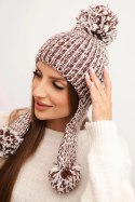 Czapka damska uszatka Emma K343 brązowa
