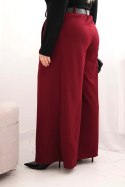 Spodnie damskie Plus Size z szeroką nogawką i paskiem bordowe