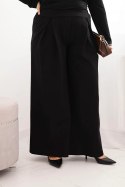 Spodnie damskie Plus Size z szerokimi nogawkami i plisowaniem czarne