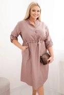 Sukienka damska z wiskozy Plus Size z guzikami i wiązaniem w talii fango
