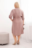 Sukienka damska z wiskozy Plus Size z guzikami i wiązaniem w talii fango