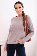 Sweter damski z baby alpaki z długim rękawem ciemny beżowy