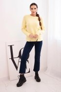 Sweter damski z baby alpaki z długim rękawem żółty