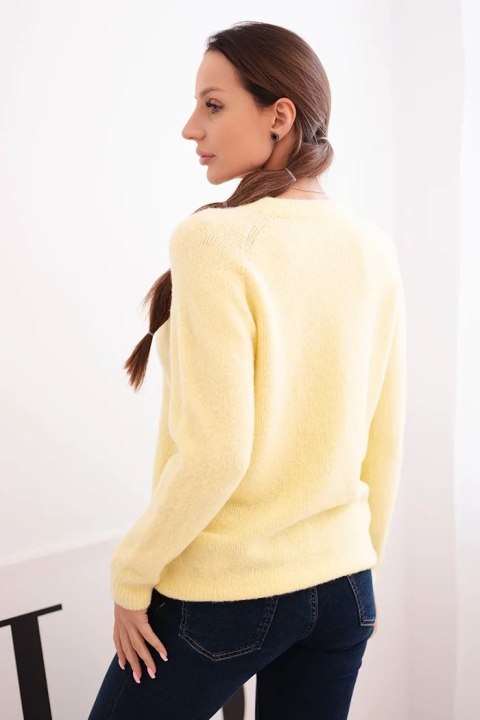 Sweter damski z baby alpaki z długim rękawem żółty