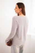 Sweter damski z miękkiej dzianiny z dekoltem V fango