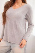 Sweter damski z miękkiej dzianiny z dekoltem V fango