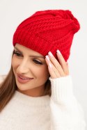 Czapka damska zimowa z wełny K441 czerwona