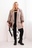 Marynarka damska Plus Size z podszewką w panterkę fango